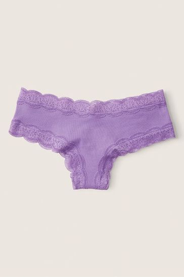 Victoria's Secret PINK Chalk Violet Purple Lace Trim Cheeky Knickers