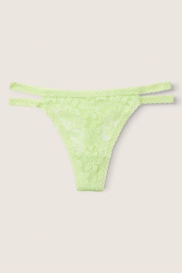 Victoria's Secret PINK Icy Lime Green Strappy Lace Thong Knickers