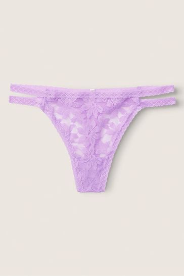 Victoria's Secret PINK Petal Purple Strappy Lace Thong Knickers