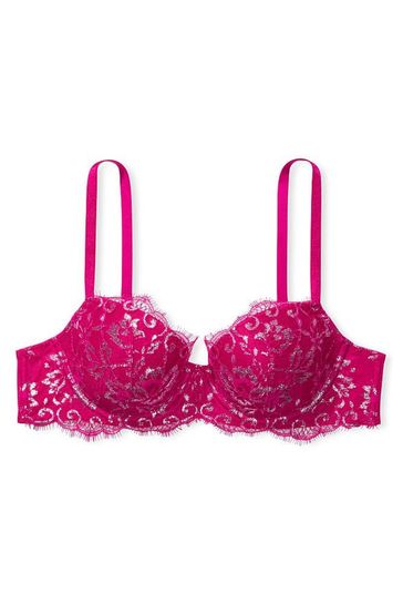 Victoria's Secret Wicked Rose Pink Lace Lightly Lined Demi Bra
