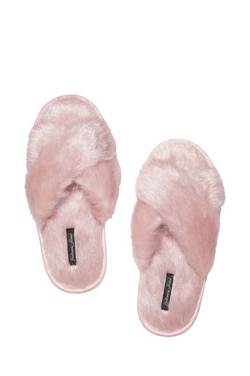 Criss cross faux fur slippers new arrivals