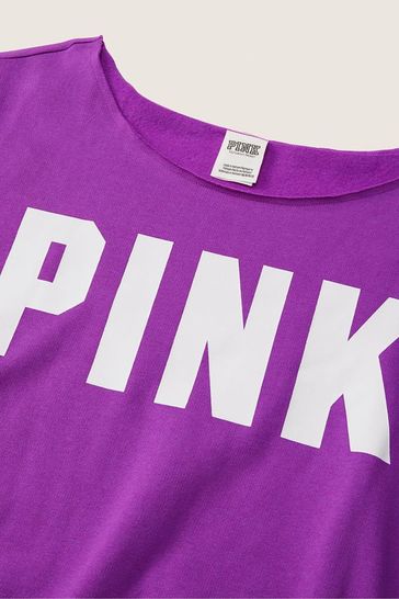 Victoria's Secret PINK Pink Daisy Logo Everyday Lounge Off The Shoulder  Sweatshirt