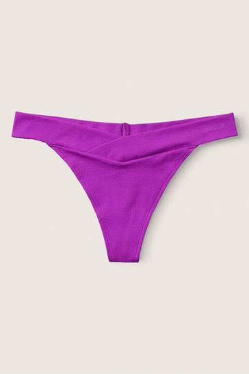 Victoria's Secret PINK Grape Lolly Purple Crossover Cotton Thong Knicker
