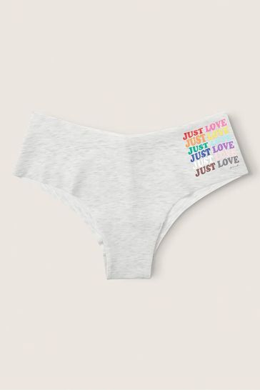 Victoria's Secret PINK Classic Stormy with Pride Graphic White No Show Cheeky Knickers