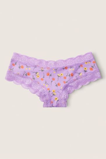 Victoria's Secret PINK Purple Petal Floral Lace Trim Cheekster Underwear