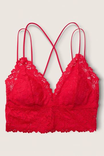 Red Strappy Back Lace Bralette