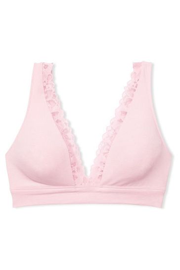 Victoria's Secret Pink Cotton Lace Trim Unlined Bralette