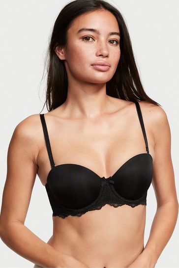 Victoria's Secret Black Smooth Lace Wing Lightly Lined Multiway Strapless  Bra