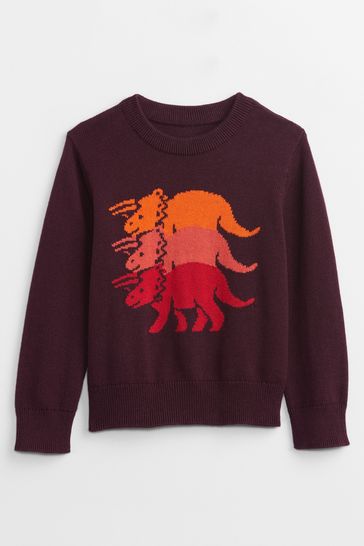 Gap Purple Intarsia Dinosaur Graphic Jumper