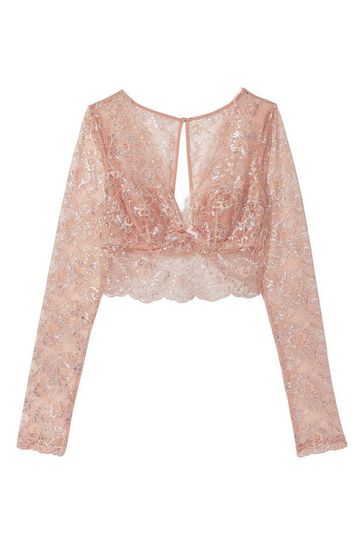 Long sleeve stretch lace top victoria's secret hotsell