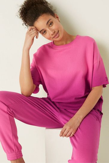 Victoria's Secret PINK Short Sleeve Crop Crew Sweatshirt