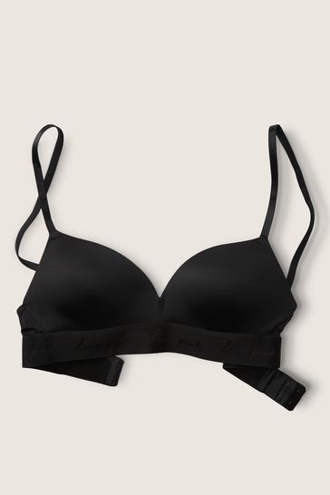 Victoria's Secret PINK Pure Black Non Wired Push Up Smooth T-Shirt Bra