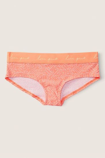 Victoria's Secret PINK Coral Cream Logo Print Logo Hipster Knickers