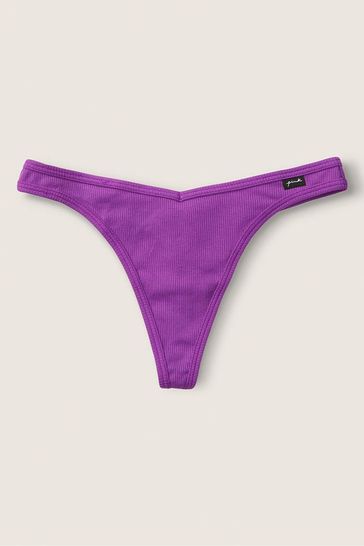 Victoria's Secret PINK Neon Purple Cotton Thong Knicker