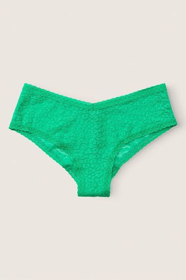 Victoria's Secret PINK Electric Green Lace Logo Cheeky Knickers