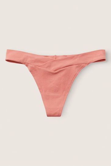 Victoria's Secret PINK French Rose Pink Crossover Cotton Thong Knickers
