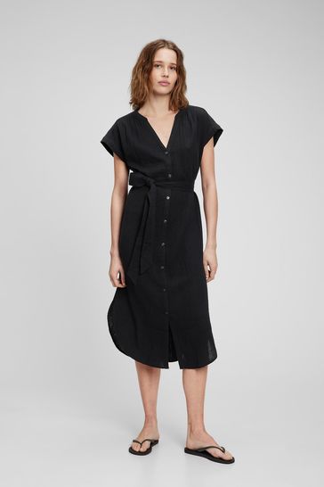Gap Black Gauze Midi Dress