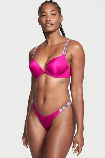 Victoria's Secret Wicked Rose Pink Shine Strap Push Up Strappy Back Bikini Top