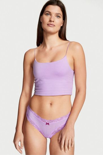 Victoria's Secret Petal Purple Cotton Lace Waist Cheeky Knickers