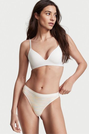 Victoria's Secret White Seamless Heathered Thong Knickers