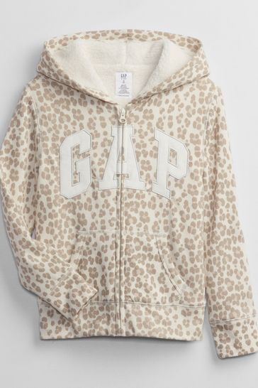 Leopard print zip up hoodie online