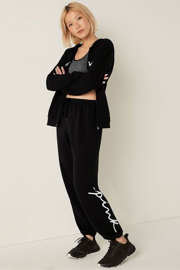 Victoria's Secret PINK Pure Black Fleece Full Length Jogger