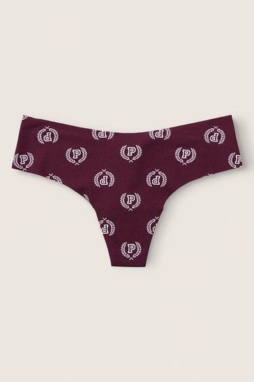 Victoria's Secret PINK Rich Maroon Seal Red No Show Thong Knickers