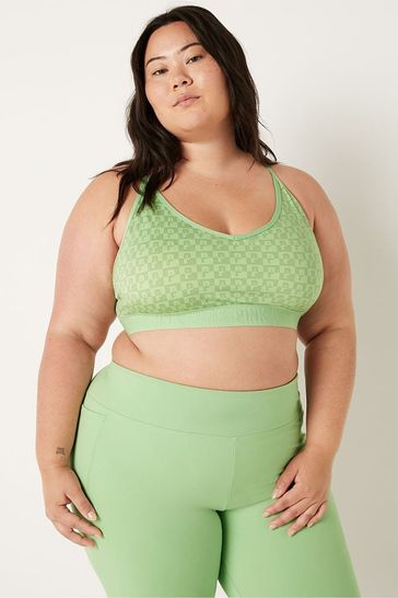 Victoria's Secret PINK Soft Jade Green Check Lightly Lined Low Impact Sports Bra