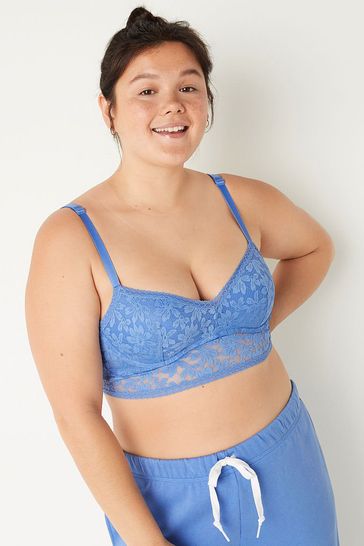 Victoria's Secret PINK Blue Dawn Lace Wired Push Up Bralette