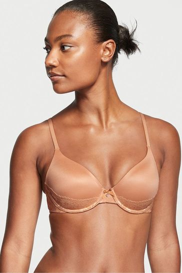 Victoria's Secret Honey Glow Nude Lace Trim Lightly Lined Full Cup Bra