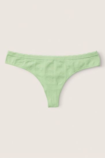 Victoria s Secret PINK Soft Jade Green Seamless Thong Knickers