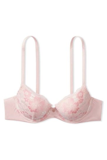 Sexy Body VICTORIA'S SECRET Bra Pink White Lace Lined Demi 32D
