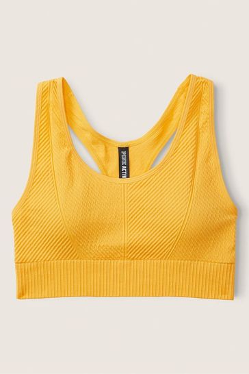 Victoria s Secret PINK Maize Yellow Seamless Lightly Lined Low Impact Racerback Sports Bra