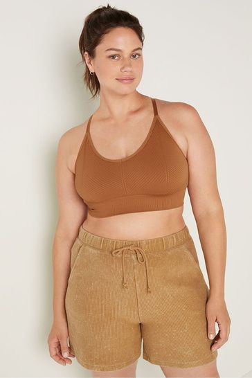 Victoria's Secret PINK Warm Brown Seamless Lightly Lined Low Impact Sports Bra