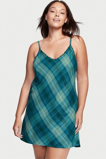 Victoria s Secret Sea Salt Green Flannel V Neck Slip