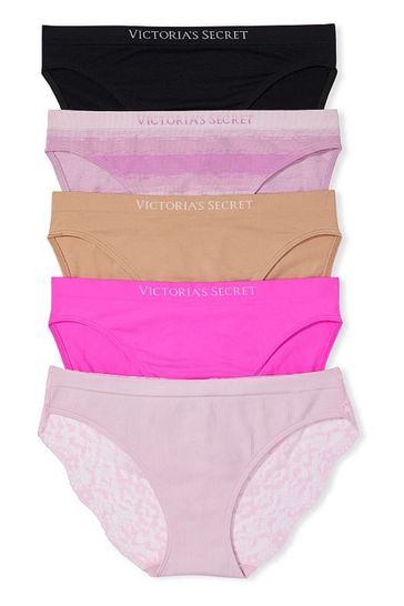 Victoria's Secret Black Nude and Pink Multipack Smooth Seamless Bikini Panty