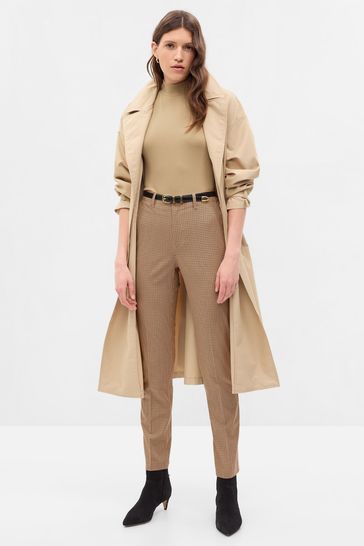 Gap Brown Mid Rise Slim Printed Trousers
