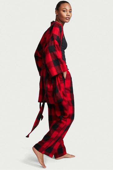 Victoria's Secret Red & Black Plaid Flannel 3 Piece Pyjama Set