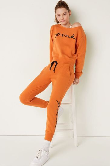 Victoria's Secret PINK Smokey Orange Crop Long Sleeve Sweatshirt