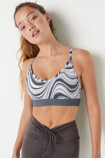 Victoria's Secret PINK Whisper Grey Marble Ultimate Lightly Lined Sports Bra