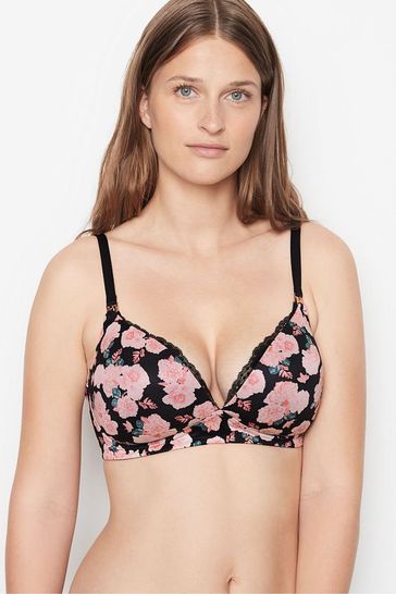 Victoria's Secret Black In Full Bloom Smooth Lightly Lined Non Wired Nursing Bra