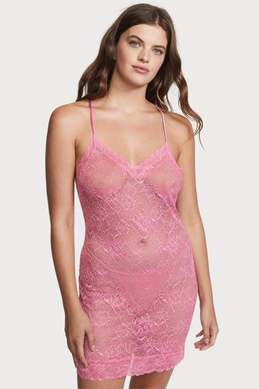 Pink lace slip dress 2025