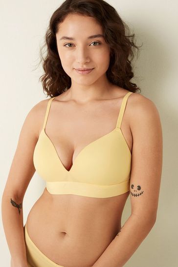 Victoria's Secret PINK Pale Yellow Smooth Non Wired Push Up T-Shirt Bra