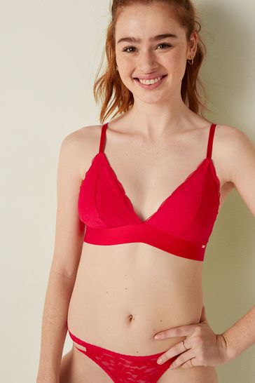 Victoria's Secret PINK Red Pepper Regular Cup Lace Unlined Triangle Bralette