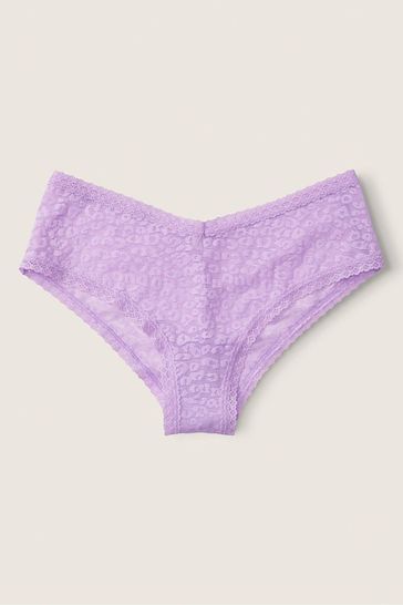 Victoria's Secret PINK Petal Purple Lace Logo Cheeky Knickers
