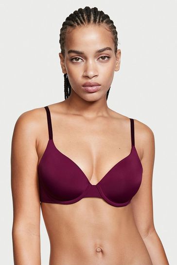 Victoria's Secret Burgundy Purple Smooth Logo Strap Lightly Lined Full Cup T-Shirt Bra