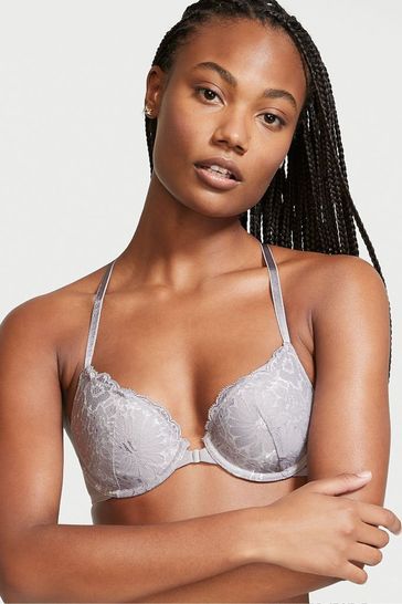 Victoria's Secret Grey Skies Lace Front Fastening Lightly Lined T-Shirt Bra