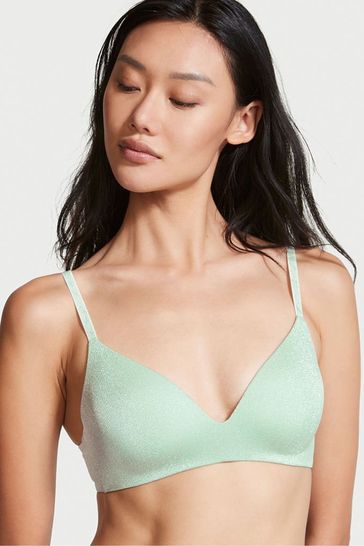 Victoria's Secret Misty Jade Green Smooth Logo Strap Lightly Lined Non Wired T-Shirt Bra
