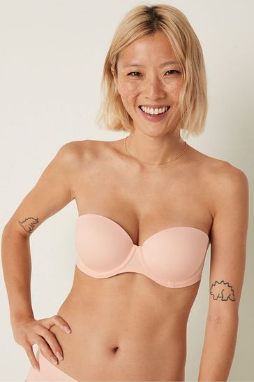Victoria's Secret PINK Peach Nectar Nude Smooth Multiway Strapless Push Up Bra