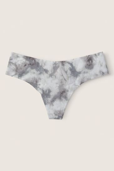 Victoria's Secret PINK Tie Dye Tinted Grey No Show Thong Knickers